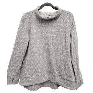 Love Lili Womens Sweater Size S/M Gray Dot Print Mock Neck Long Sleeve Pullover